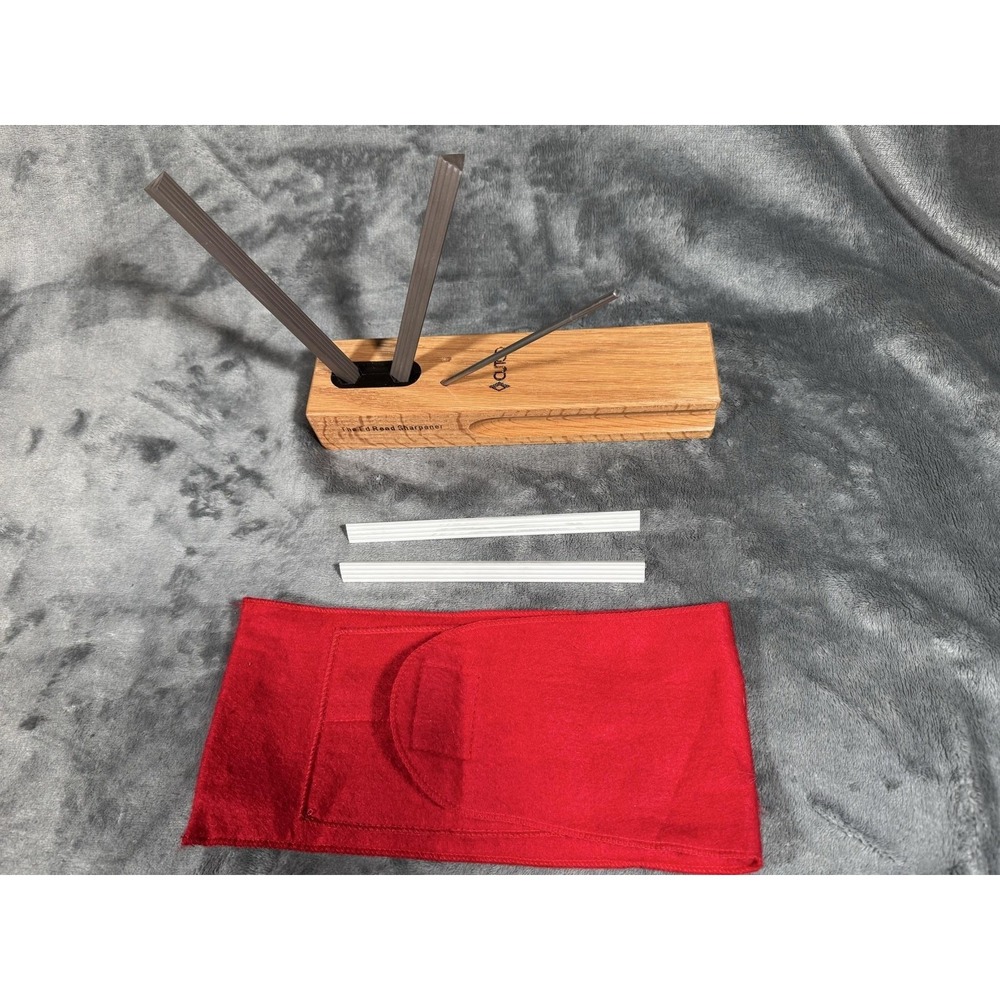Cutco The Ed Reed Sharpener Brown Wood Knife Sharpening System Set One Rod